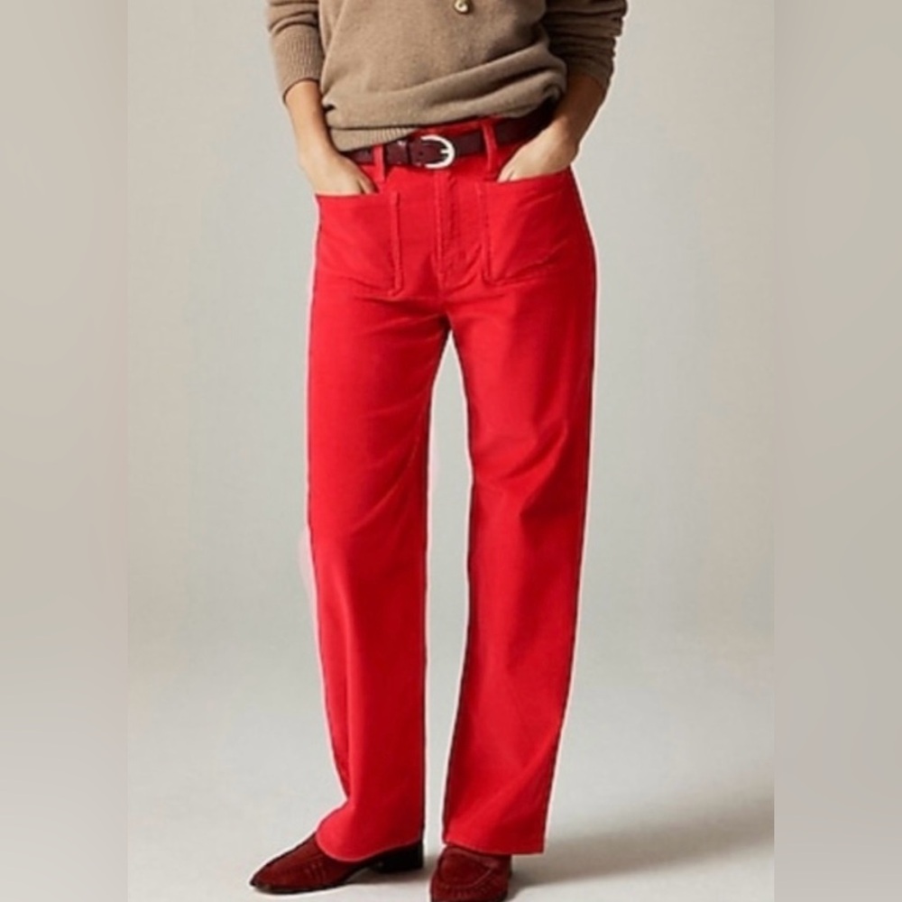 J.Crew NWOT Tall Sailor slim-wide pant in stretch corduroy in red
